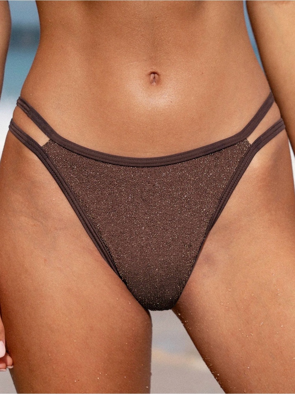 Berlook Dark Coffee Cutout Bikini Bottom size L